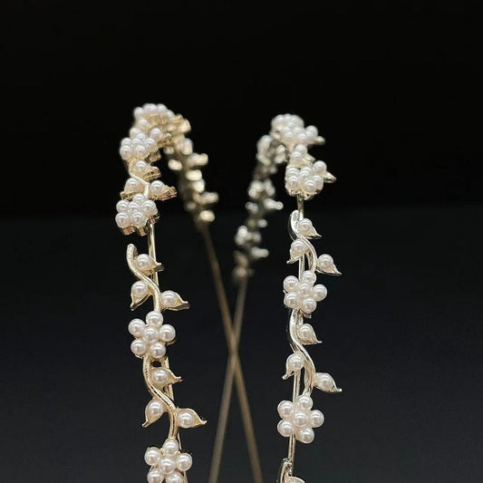 Eclat Gelin Tacı - İnci ve Çiçek Detaylı Gelin Aksesuarı | Chérie - cherieonline Default Title