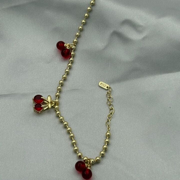 Cerisa Kiraz Detaylı Altın Kaplama Bileklik | Chérie - cherieonline Default Title