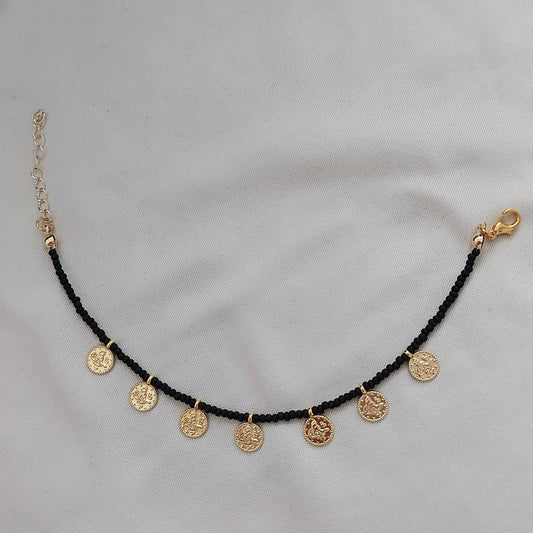 Siyah Boncuklu Osmanlı Tuğralı Bileklik - cherieonline Default Title