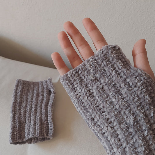 El Örgüsü Gri Bilek Isıtıcı Eldiven | Good.Viby - cherieonline Default Title