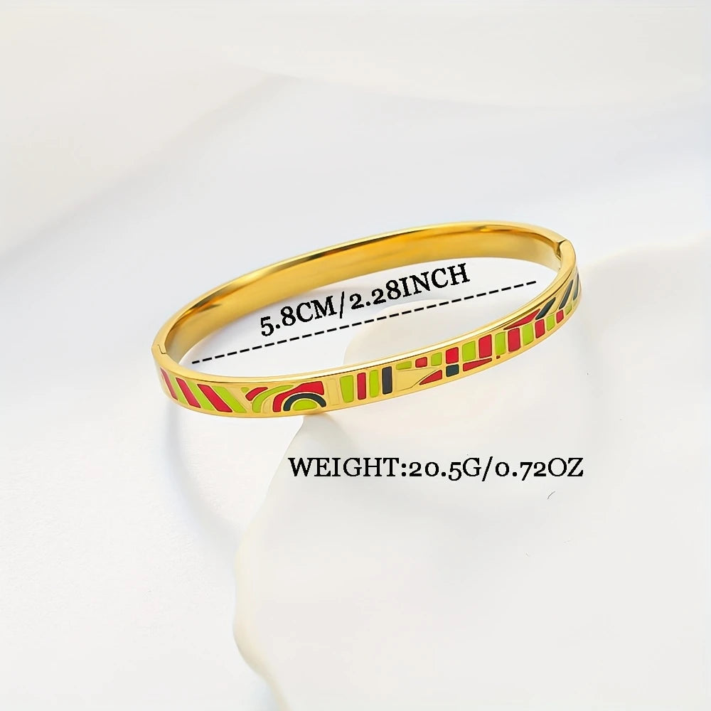 Élianne – Altın Kaplama Vintage Enamel Manşet Bileklik | Chérie - cherieonline Default Title