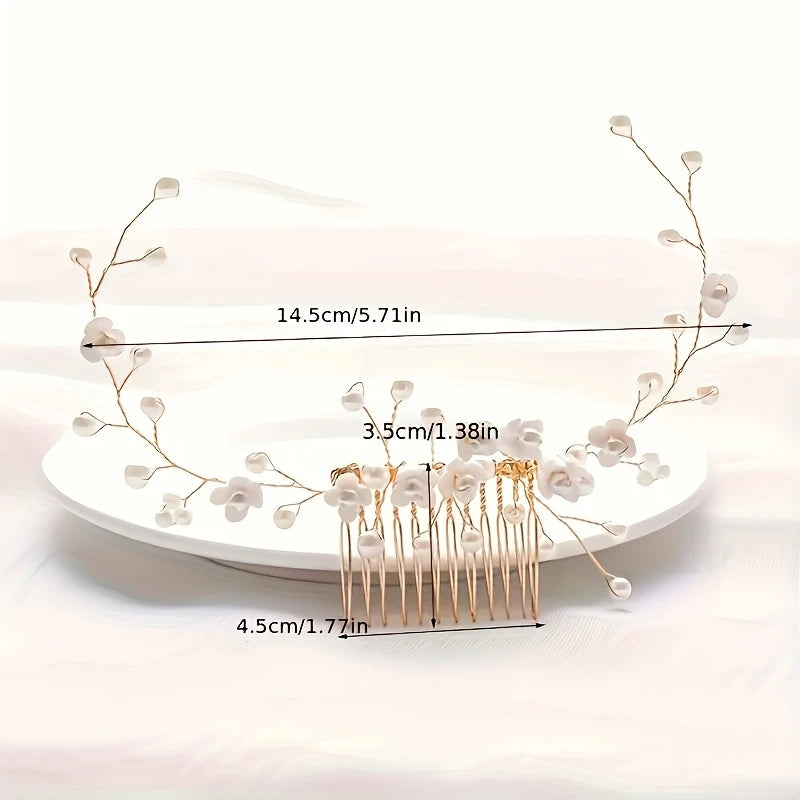 Florelle İnci Çiçek Saç Tarağı – Gelin & Özel Gün Aksesuarı 🌸 | Chérie - cherieonline Default Title