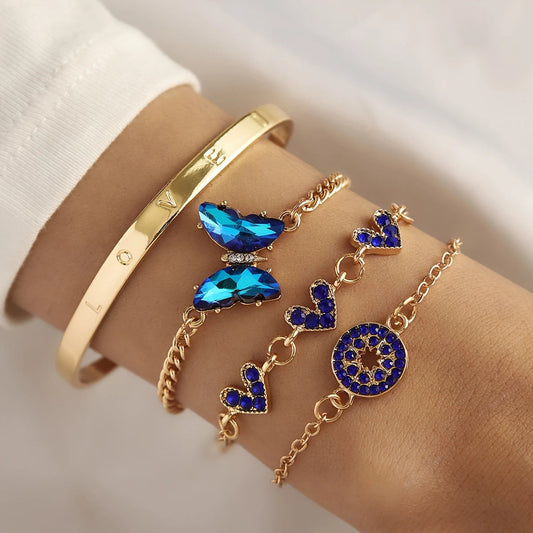 Amourette – 4'lü Mavi Detaylı Bileklik Seti | Chérie - cherieonline Default Title