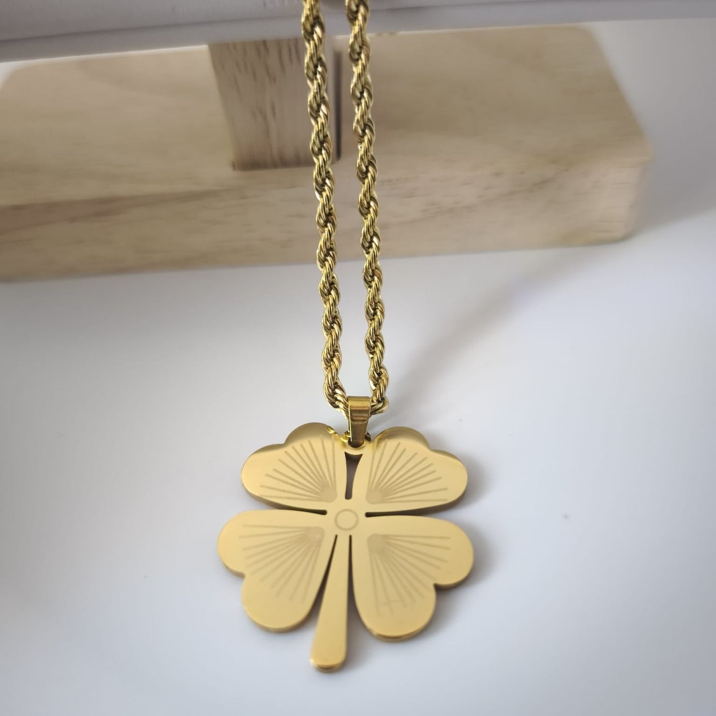 Trèfle Porte-Bonheur Collier Doré 60cm | Chérie cherieonline