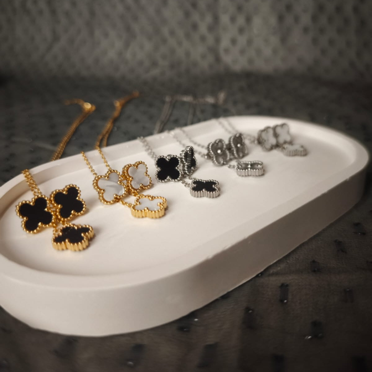 Van Cleef Tarzı Harmonie Parure Kolye Küpe Set | Chérie - cherieonline Default Title