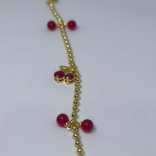 Cerisa Kiraz Detaylı Altın Kaplama Bileklik | Chérie - cherieonline Default Title