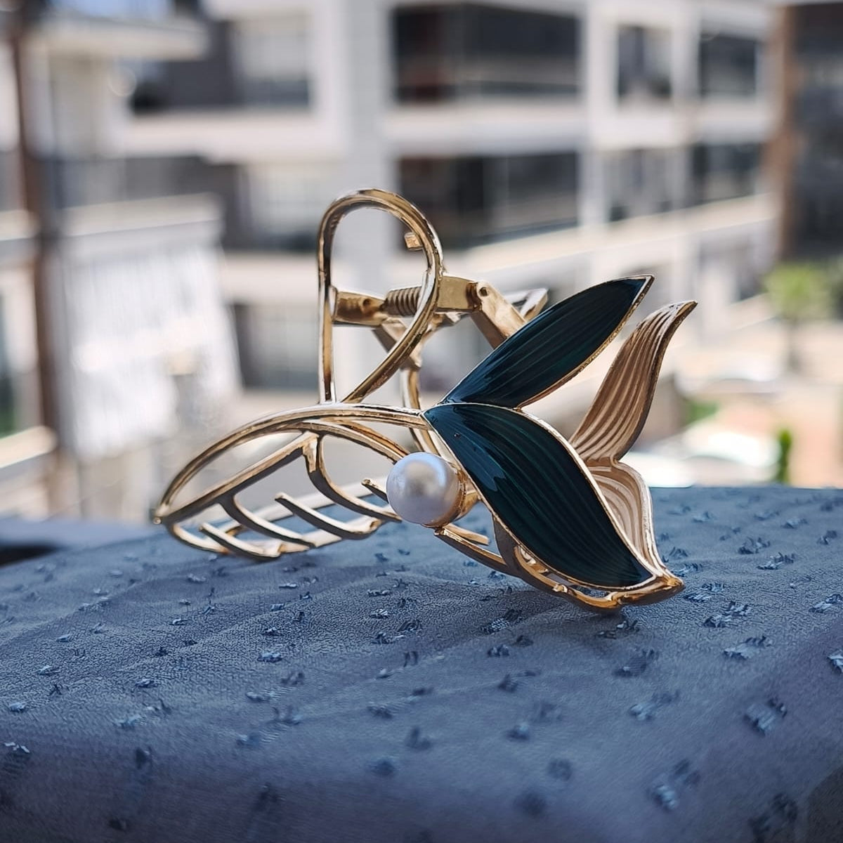 Sirène – İnci ve Balina Kuyruğu Detaylı Altın Saç Tokası | Chérie - cherieonline Default Title