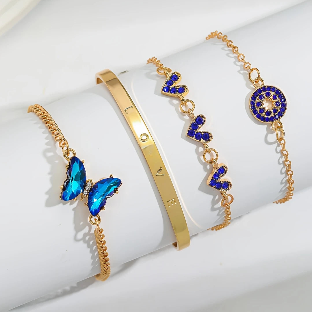 Amourette – 4'lü Mavi Detaylı Bileklik Seti | Chérie - cherieonline Default Title