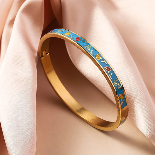 Joliette – Çiçek Desenli Damla Bileklik - Mavi | Chérie - cherieonline Default Title