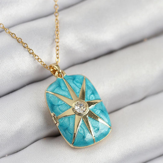 Étoile Saphir Mémoire Collier – Turkuaz Kapaklı Kolye | Chérie cherieonline