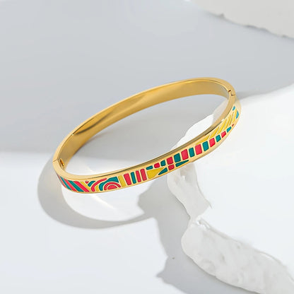 Virelle – Renkli Çizgili Vintage Emaye Bileklik | Chérie - cherieonline Default Title