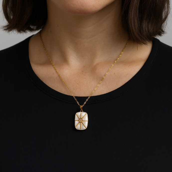 Étoile Sedef Mémoire Collier – Beyaz Kapaklı Kolye | Chérie cherieonline