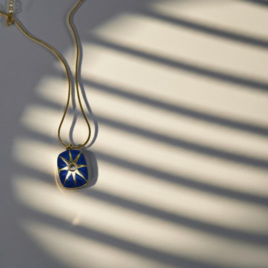 Étoile Saphir Mémoire Collier – Mavi Kapaklı Kolye | Chérie cherieonline