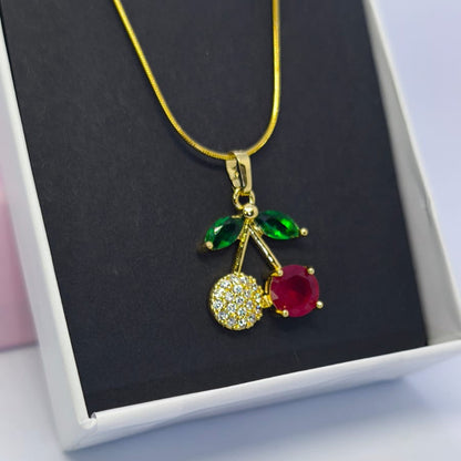 Noémie - Kristal Kiraz Çelik Kolye | Chérie - cherieonline Default Title