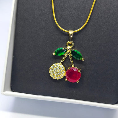 Noémie - Kristal Kiraz Çelik Kolye | Chérie - cherieonline Default Title