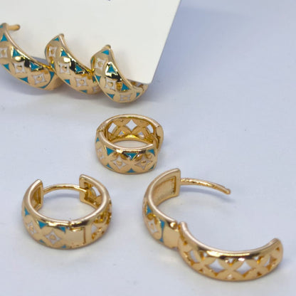 TriLune 3'lü Altın Kaplama Küpe Seti | Chérie - cherieonline Default Title