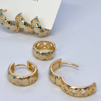 TriLune 3'lü Altın Kaplama Küpe Seti | Chérie - cherieonline Default Title