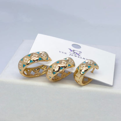 TriLune 3'lü Altın Kaplama Küpe Seti | Chérie - cherieonline Default Title