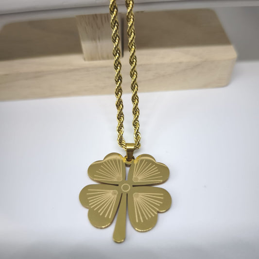 Trèfle Porte-Bonheur Collier Doré 60cm | Chérie cherieonline