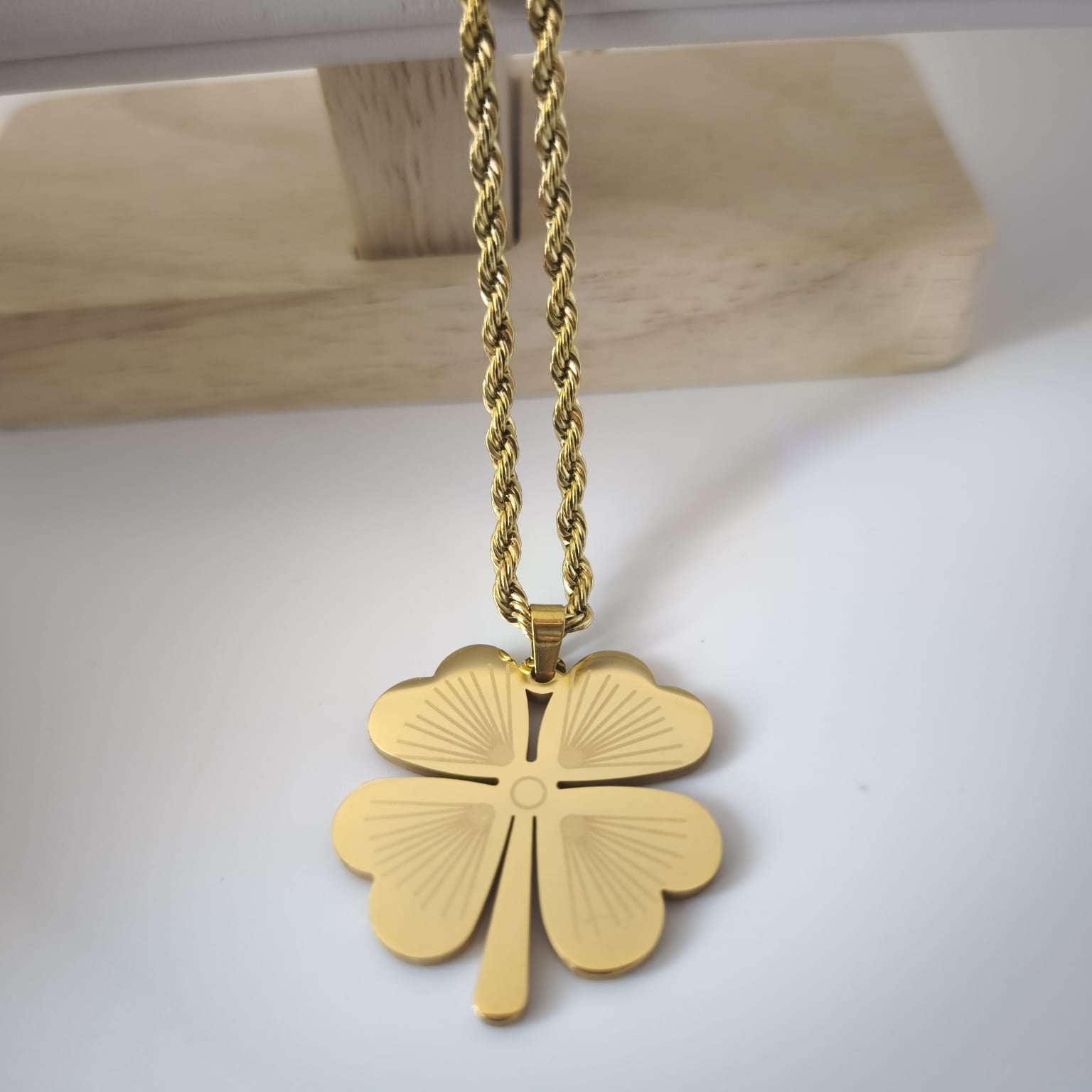 Trèfle Porte-Bonheur Collier Doré 60cm | Chérie cherieonline