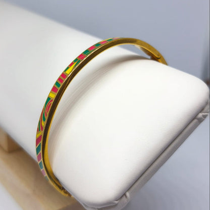 Virelle – Renkli Çizgili Vintage Emaye Bileklik | Chérie - cherieonline Default Title