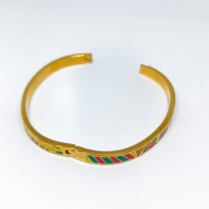 Virelle – Renkli Çizgili Vintage Emaye Bileklik | Chérie - cherieonline Default Title