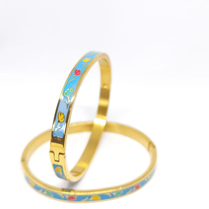 Joliette – Çiçek Desenli Damla Bileklik - Mavi | Chérie - cherieonline Default Title