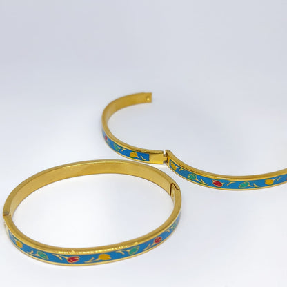 Joliette – Çiçek Desenli Damla Bileklik - Mavi | Chérie - cherieonline Default Title