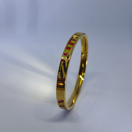 Élianne – Altın Kaplama Vintage Enamel Manşet Bileklik | Chérie cherieonline