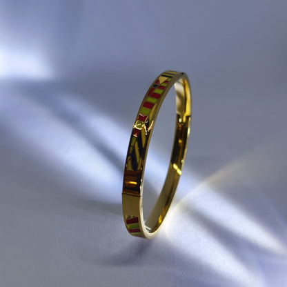 Élianne – Altın Kaplama Vintage Enamel Manşet Bileklik | Chérie - cherieonline Default Title