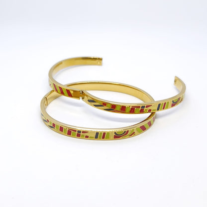 Élianne – Altın Kaplama Vintage Enamel Manşet Bileklik | Chérie - cherieonline Default Title