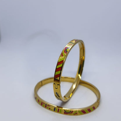 Élianne – Altın Kaplama Vintage Enamel Manşet Bileklik | Chérie - cherieonline Default Title