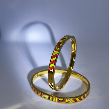 Élianne – Altın Kaplama Vintage Enamel Manşet Bileklik | Chérie - cherieonline Default Title