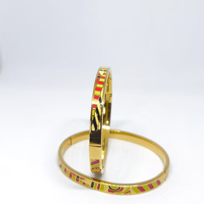 Élianne – Altın Kaplama Vintage Enamel Manşet Bileklik | Chérie - cherieonline Default Title