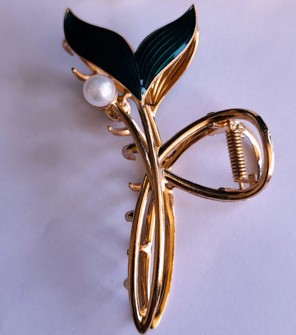 Sirène – İnci ve Balina Kuyruğu Detaylı Altın Saç Tokası | Chérie - cherieonline Default Title