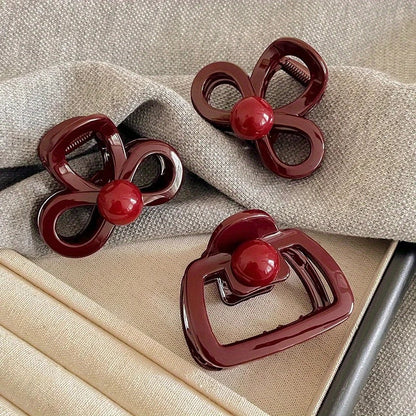 Rosalie – Kırmızı Kare Saç Tokası | Chérie - cherieonline Default Title