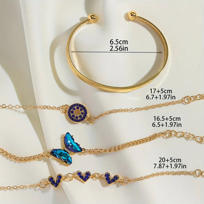 Amourette – 4'lü Mavi Detaylı Bileklik Seti | Chérie - cherieonline Default Title