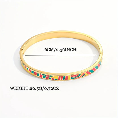 Virelle – Renkli Çizgili Vintage Emaye Bileklik | Chérie - cherieonline Default Title
