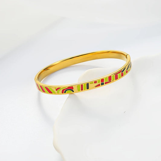 Élianne – Altın Kaplama Vintage Enamel Manşet Bileklik | Chérie cherieonline